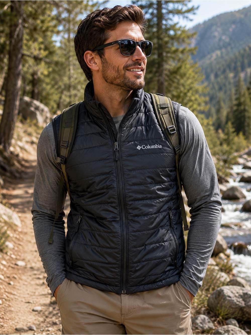 Columbia Omni Heat Puffer Vest Men's Medium Black Lightweight Insulated